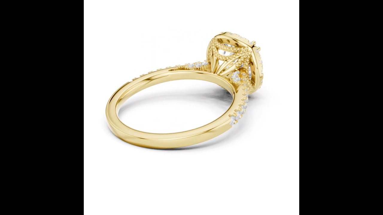 Vintage Inspired Round Cut Halo Wedding Ring