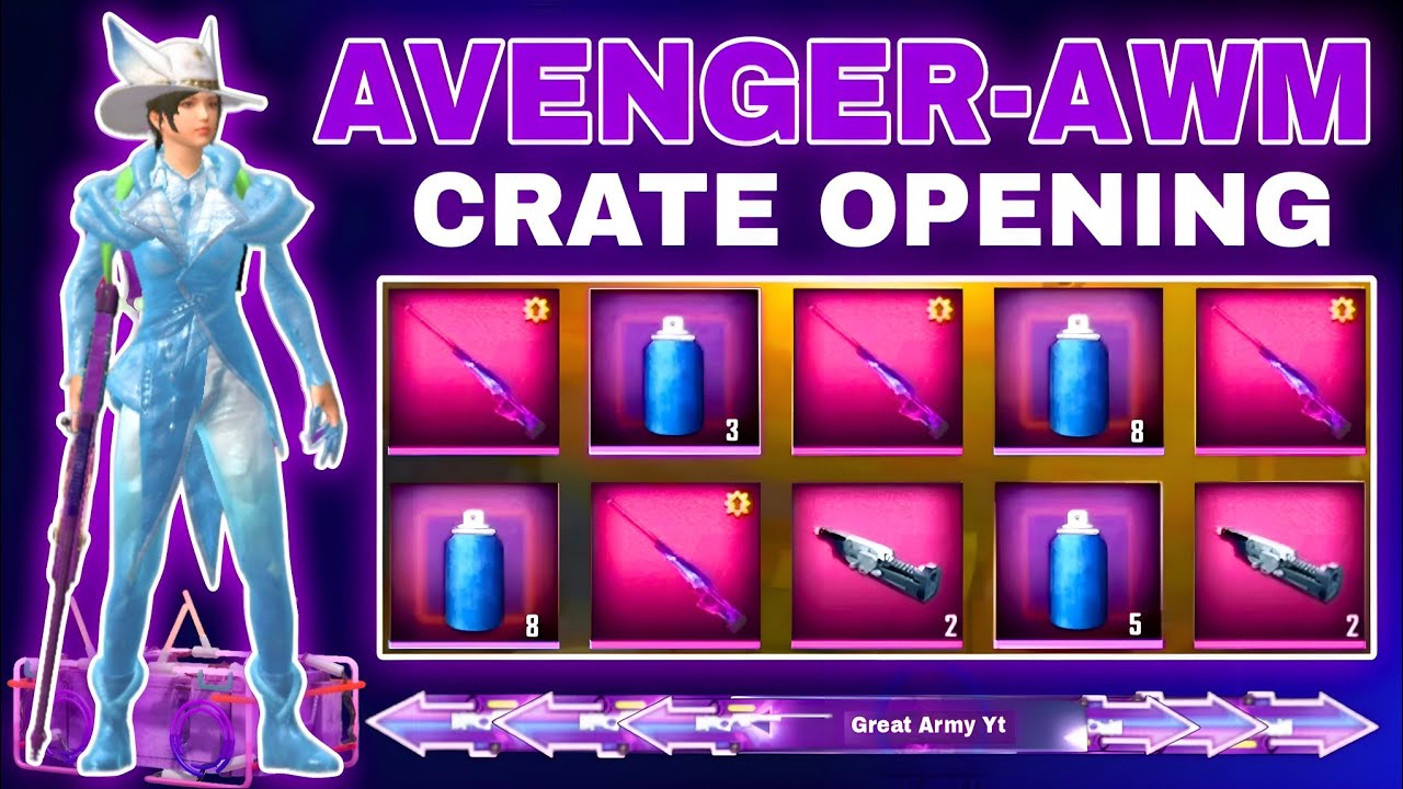 Pubg Lite New Crate Opening Maxout 😍 Pubg Lite Mauve Avenger AWM Crate Opening | Great Army YT