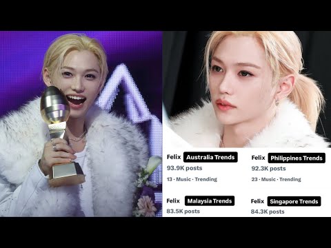 Felix Dominates Worldwide Trends After KGMA 2025 93K Posts Explode