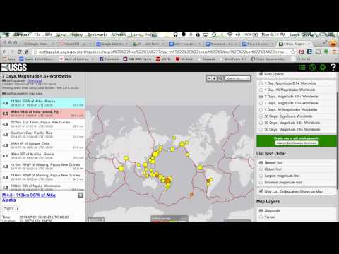 USGS Earthquake Map Settings