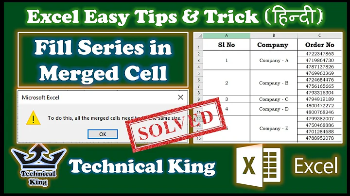 Excel - How To Auto fill Number Series In Merged Cells, Auto Number / Fill Merged Cells, Excel Tips