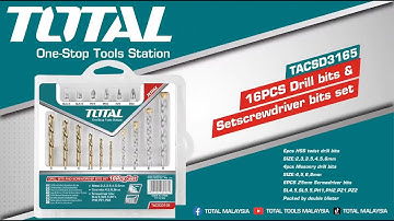 TOTAL 16Pcs Drill Bits & Screwdriver Bits Set TACSD3165