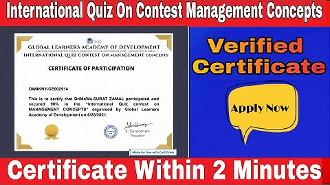 International Quiz Contest On Management Concepts I Free Verified Certificate I Digital Classroom I