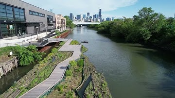 Aerial Drone Tour Over Wild Mile Park, Chicago | River & Urban Landscape