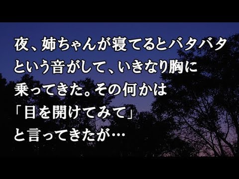 【修羅場　洒落怖】夜、姉ちゃんが寝てるとバタバタという音がして、いきなり胸に乗ってきた。その何かは「目を開けてみて」と言ってきたが…【修羅場・洒落怖のぞき見チャンネル】