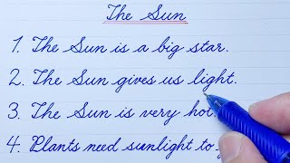Cursive Writing Practice | 10 Simple Sentences on The Sun | English Cursive Handwriting Practice
