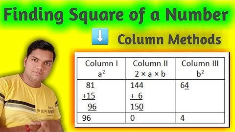 09|Chapter 6 Square and Square roots |  Finding Square of a Number Column Methods Class 8 Maths