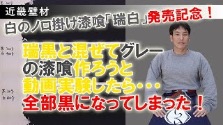 黒しっくいと白しっくい混ぜたらグレーになると思ったのに・・・瑞黒の「黒」顔料強すぎて全部黒になった。NO292