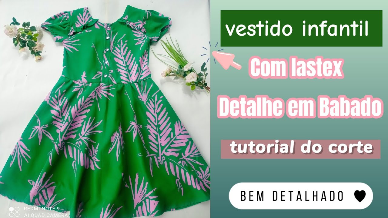 Vestido infantil com lastex parte 2 , passo a passo do corte com as explicações..#modelagem. 