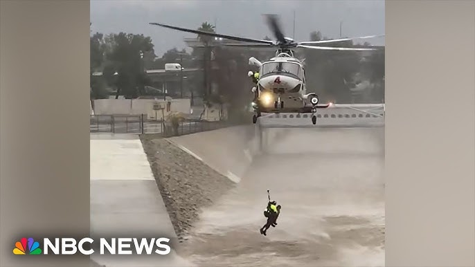 L A Firefighters Hoist Man From Fast Moving River