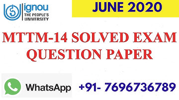 MTTM-14 PREVIOUS YEAR (JUNE 2020) SOLVED EXAM PAPER II FULLY SOLVED