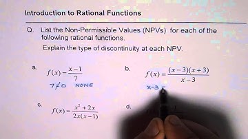 Identify Non Permissible Values and Explain Discontinuity of Rational Function