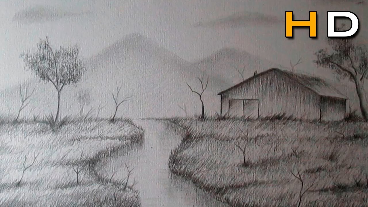 How to Draw a Landscape With Pencil Step by Step For ...