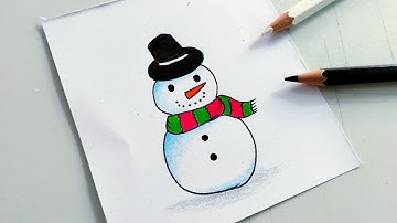 drawing snowman christmas วาดรูปสโนแมนมนุษย์หิมะ วันคริสต์มาส 🧑‍🎄☃️❄️