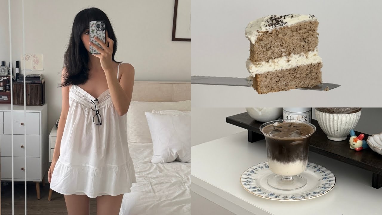 days of a home cafe barista and homebody: matcha recipes, baking earl grey cake, learning to sew