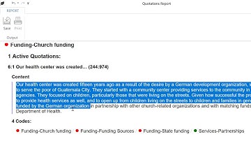 ATLAS ti 8 Windows-Creating a Report of Coded Quotations