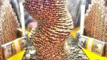 1 Quarter Challenge RISKING IT ALL for the High Limit Coin Pusher WORLD RECORD WIN! (Can We Win?) 🤯💰