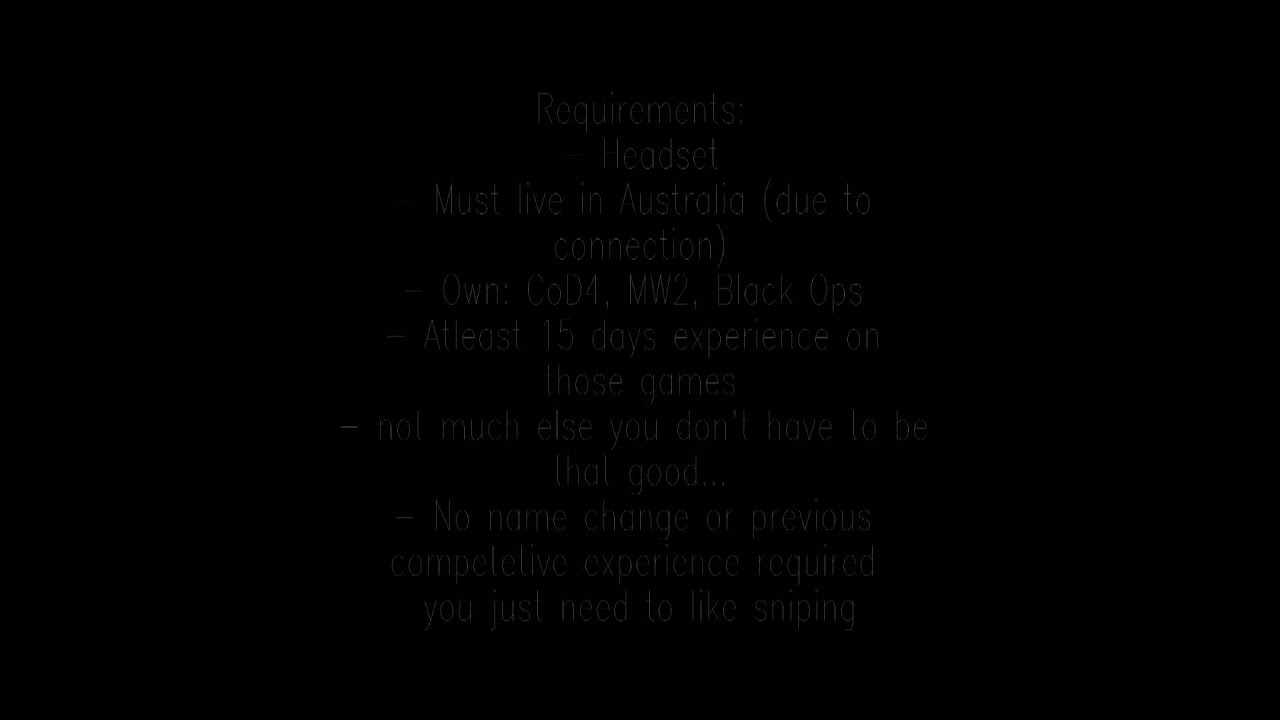 Australian XBOX 360 CoD sniping clan recruiting