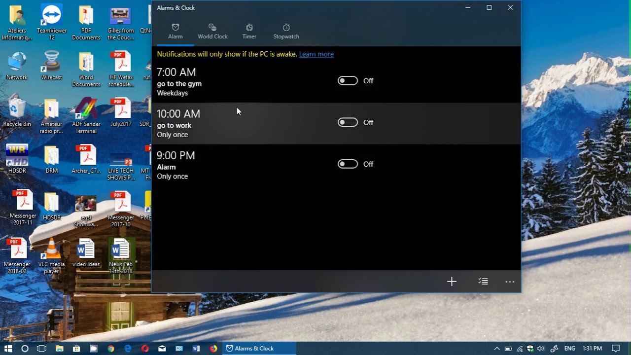 Windows 10 Alarm And Clock App World Time Timer Stopwatch And Alarm Youtube