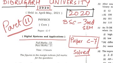 Digital systems and Applications (c-7) Physics Paper 2020 part-2 Dibrugarh University