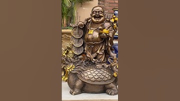 Phật di lặc đứng Long quy #đồcổ #phongthuy #đồđồngxưa