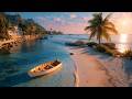Peaceful Beach Sunset Jazz 🌅🛶 | Smooth Relaxing Music & Ocean Waves