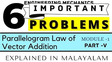6 Important Problems in Parallelogram Law of Vector Addition | Module 1 | Statics | EM | Target KTU