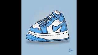 Air Jordan 1 Low UNC Drawing