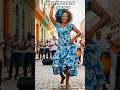 Joyful Salsa Dance in Old Havana Streets 🔥 Beautiful Cuban Woman in Blue Dress#cubanmusic #havana