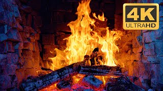Soothing Relaxing Night With Cozy Fireplace 4K Ultra Hd 🔥 Relaxing Fireplace & Fire Crackling Sounds