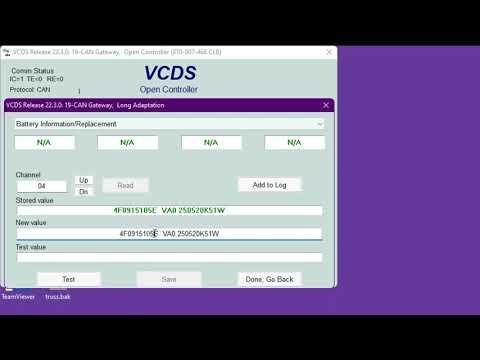 Battery Registration and coding using VCDS