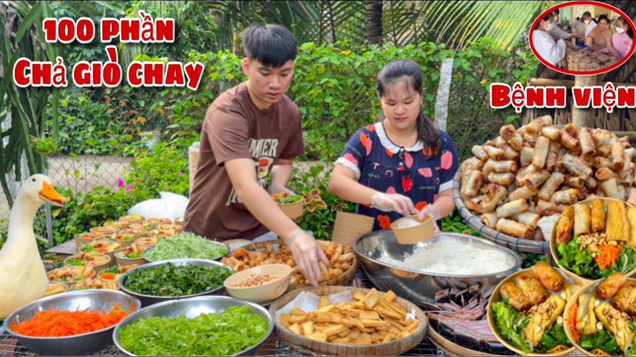 Sau Khi Đi Bệnh Viện Chữa Bệnh Cho Hủ Tiếu Về Làm 100 Phần Bún Chả Giò Chay Tặng Cô Chú Khó khăn