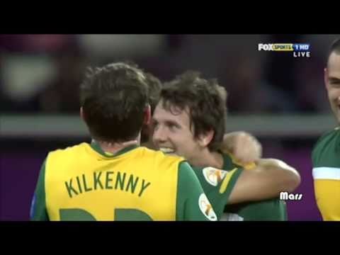 Robbie Kruse scores his first goal for the Socceroos