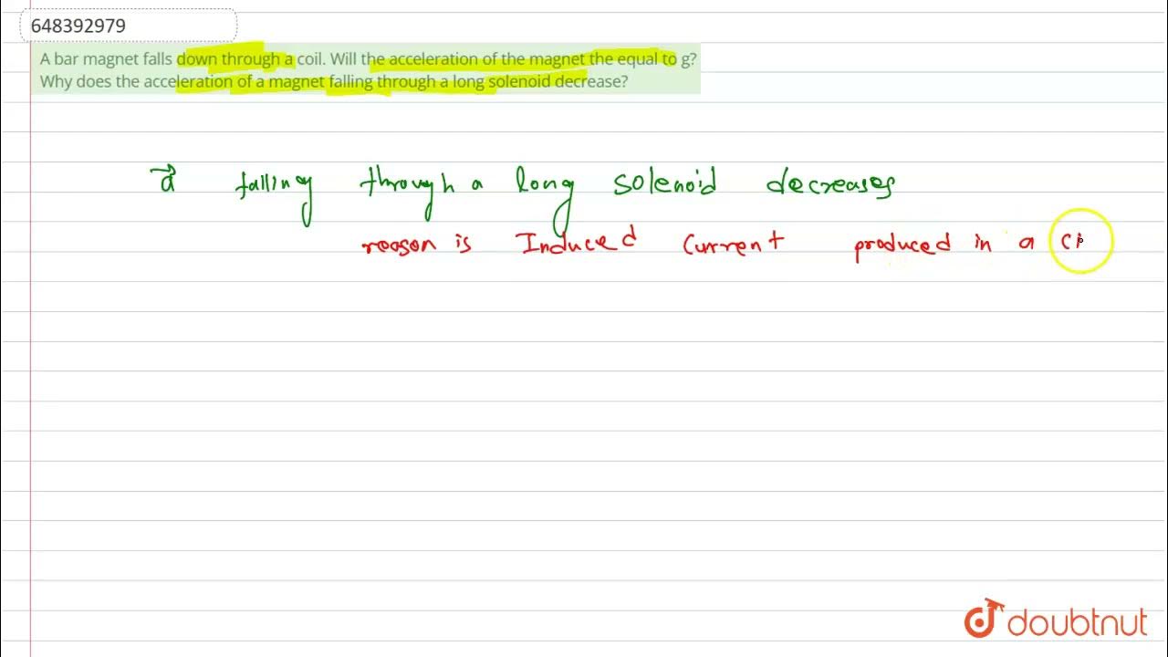 A bar falls down through a coil. Will the acceleration of the