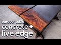 Concrete and Live Edge Outdoor Dining Table