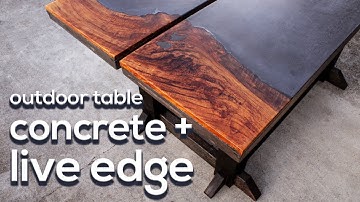 Concrete and Live Edge Outdoor Dining Table