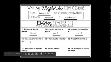 Writing Algebraic Expressions Answers   Google Slides