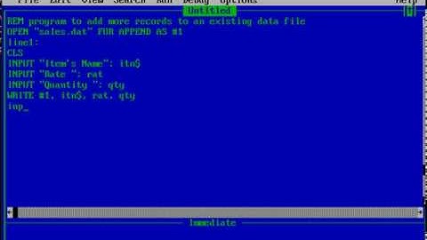 Qbasic tutorial for beginners- add some more records in data file