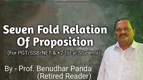 Seven Fold Relation Of Proposition (PGT/SSB/NET/+2 1st yr)By Prof. Benudhar Panda(Retired Reader)