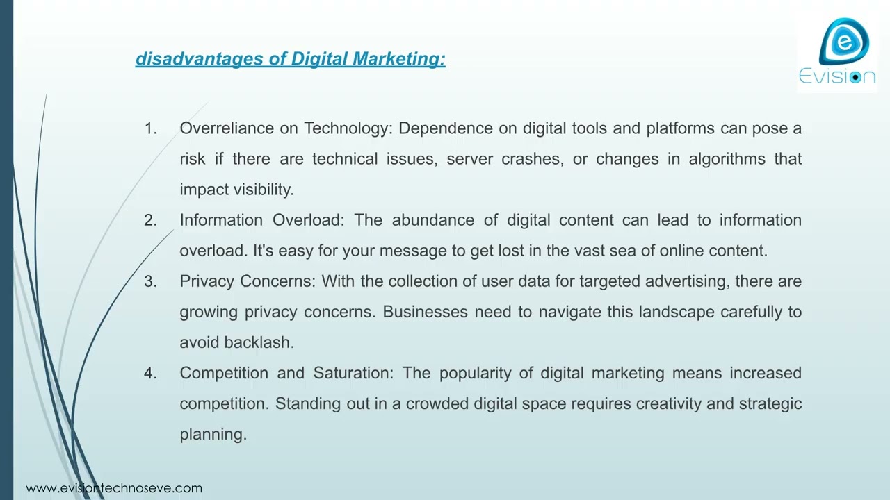 Digital marketing concepts showing online advertising, social media marketing, SEO, and advantages and disadvantages of digital marketing