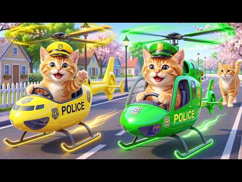 Mama Cat Buys Glowing Police Helicopters to Reward Her Brave Ginger Kittens! 🚁⚡❤️