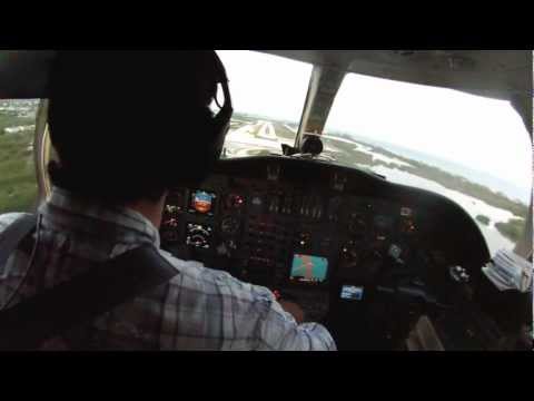 Last 7 minutes of approach to landing in a Cessna Citation Jet on runway 9 at Key West International.