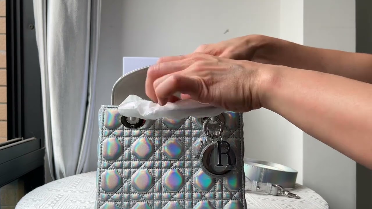 Miss Dior Mini Bag Iridescent Metallic Silver-Tone Cannage Lambskin