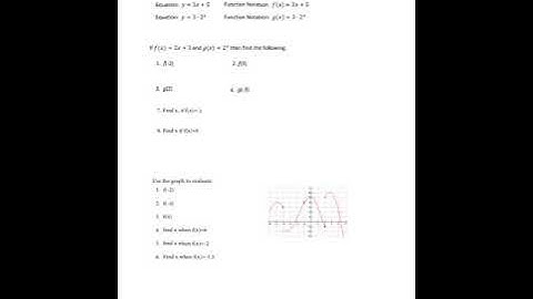 Function Notation and Evaluating Functions Day 2