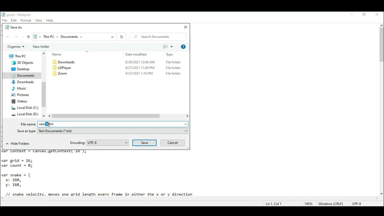 How to Make and Save HTML file. easy method 2021 - YouTube