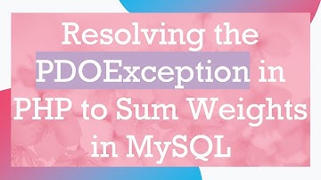 Resolving the PDOException in PHP to Sum Weights in MySQL