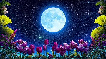 Flowers Under Moon Landscape