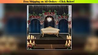 3 pieces of wedding arch shiny gold line multi-bar background frame screen wedding flower frame