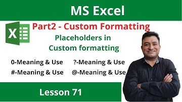 Part2:Custom Formatting in Excel in Hindi