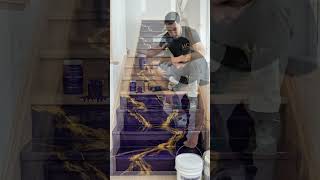 Plain Wood Steps → MIDNIGHT PURPLE & LIQUID GOLD PALACE! 💜🟡💎 #epoxy #satisfyingvideo #diy #home
